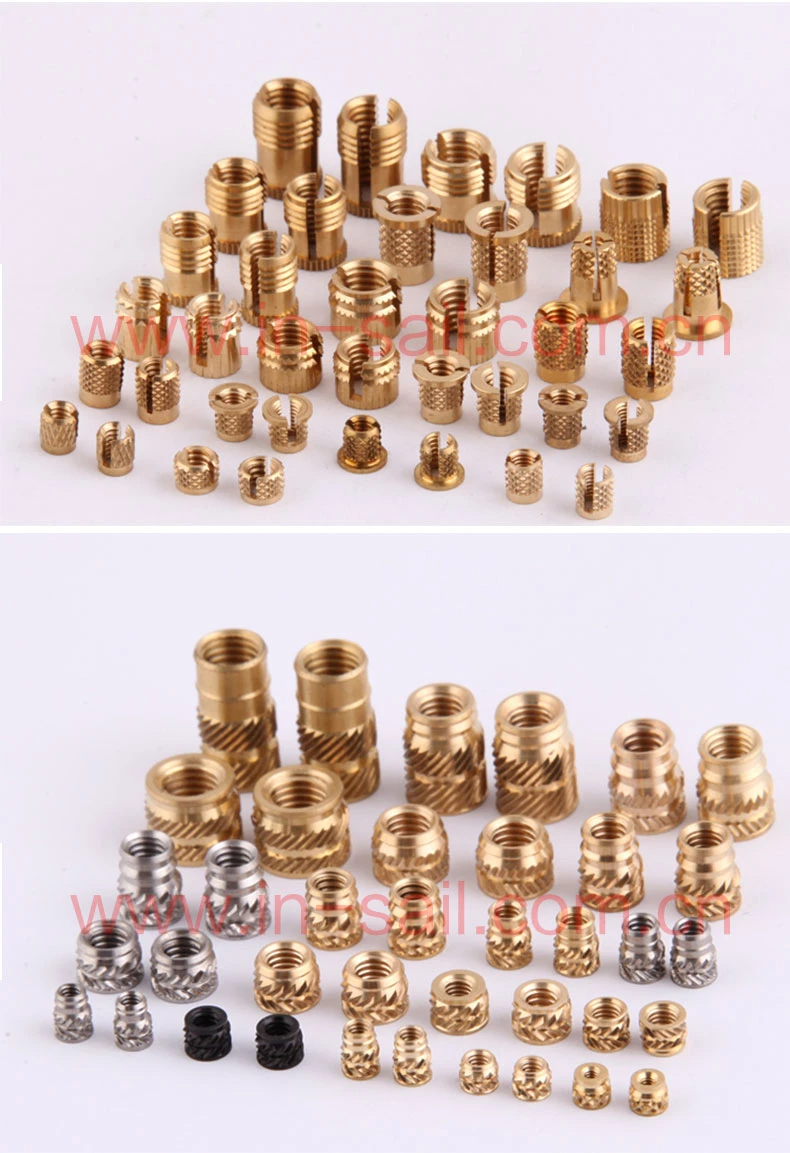 Opposite Angled Helical Knurl Brass Inserts for Thermoplastic
